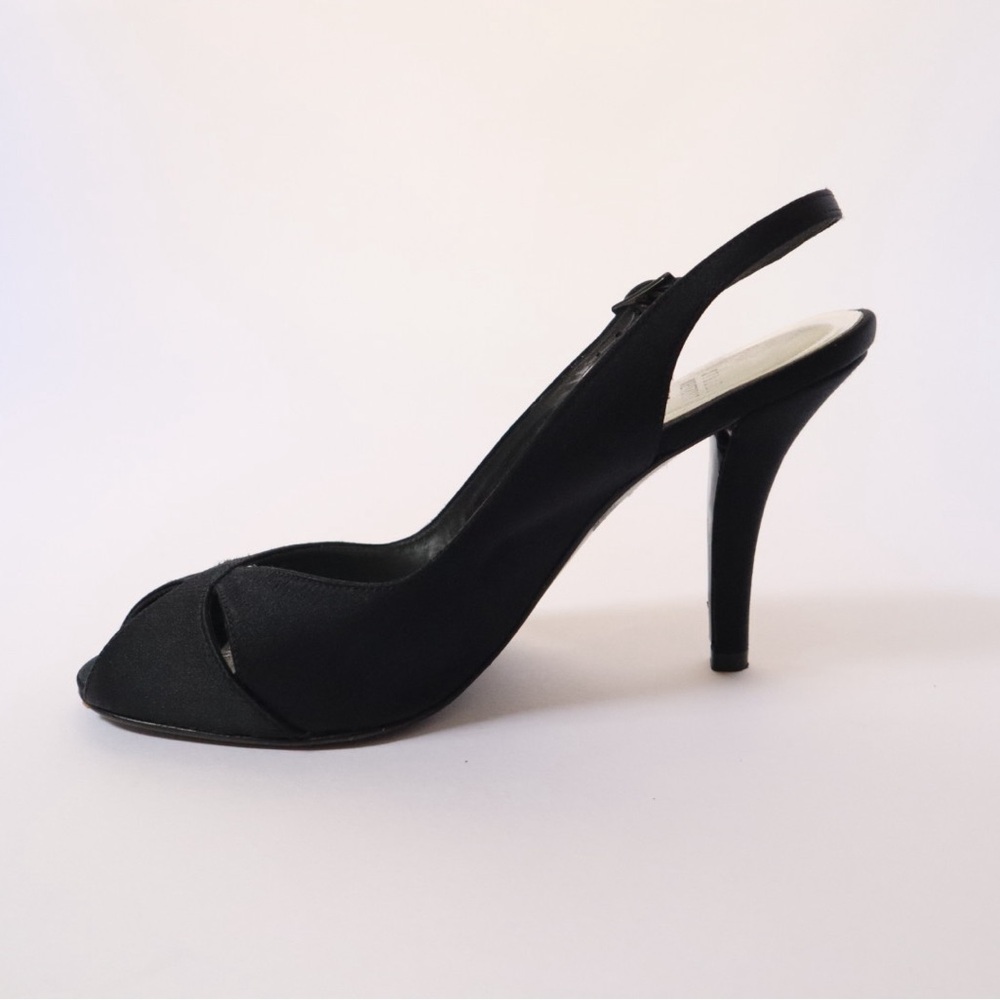 Stuart Weitzman Black Peep-Toe Slingbacks - Picture 3 of 8